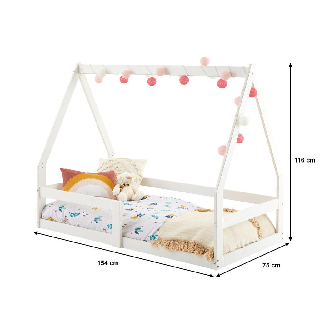 Mini Cama Infantil Branco Madeira Montessori Casinha Com Estrado Wilma