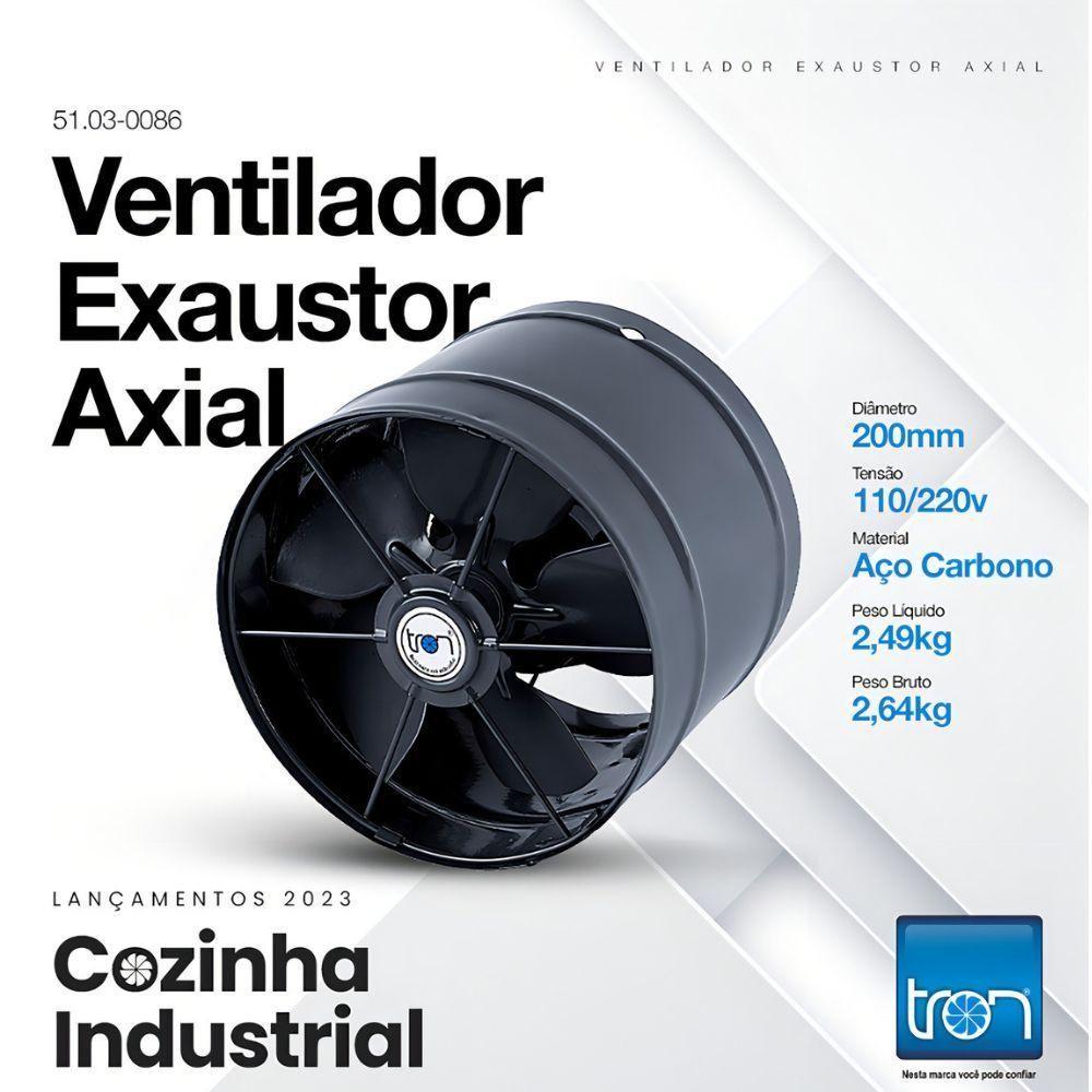 Ventilador/exaustor Axial Bivolt 200mm Grafite Bivolt Tron