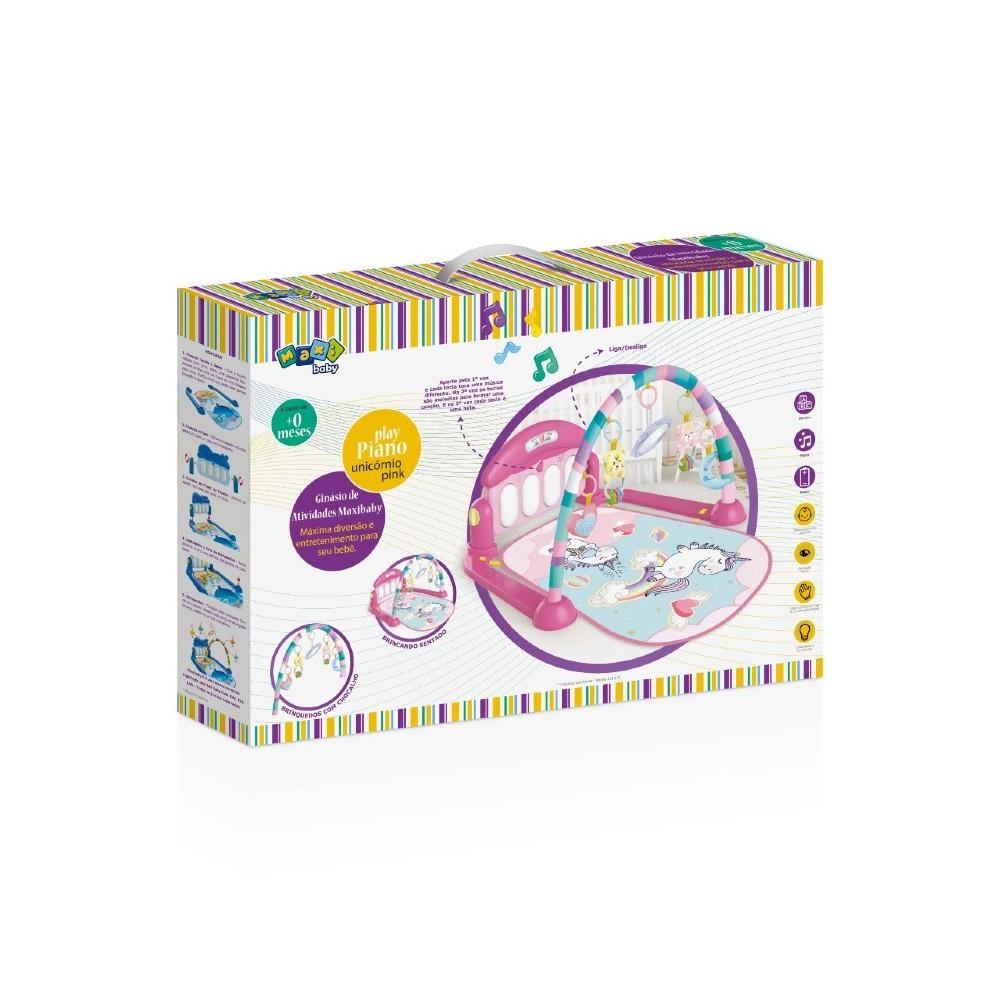 Tapete De Atividades Com Play Piano Unicórnio Rosa Maxibaby