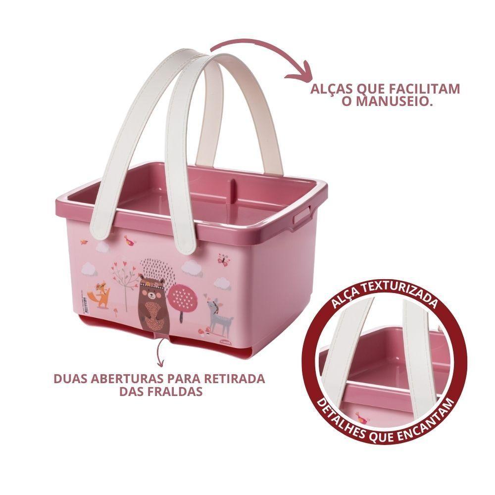 Kit Trocador Bichinhos Petit 3 Peças Bebê Enxoval Lenço Fralda Caixa Plasútil