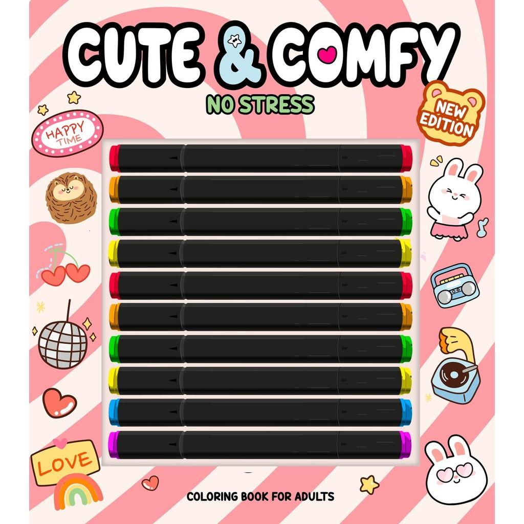 Cute Comfy New Edition - Livro De Colorir Adulto - 10 Canetas - No Stress