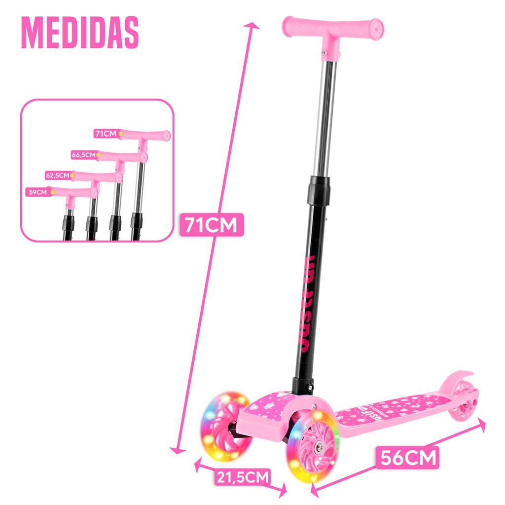 Patinete Infantil 3 Rodas De LED Dobrável Scooter Crianças