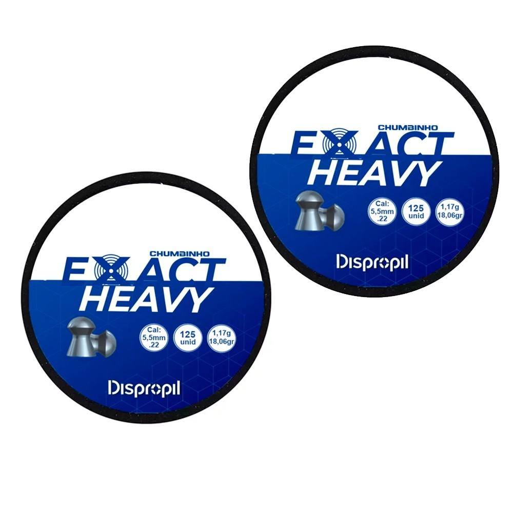 Kit 2x Chumbinho/Chumbo Exact Heavy 5.5mm 125un Dispropil