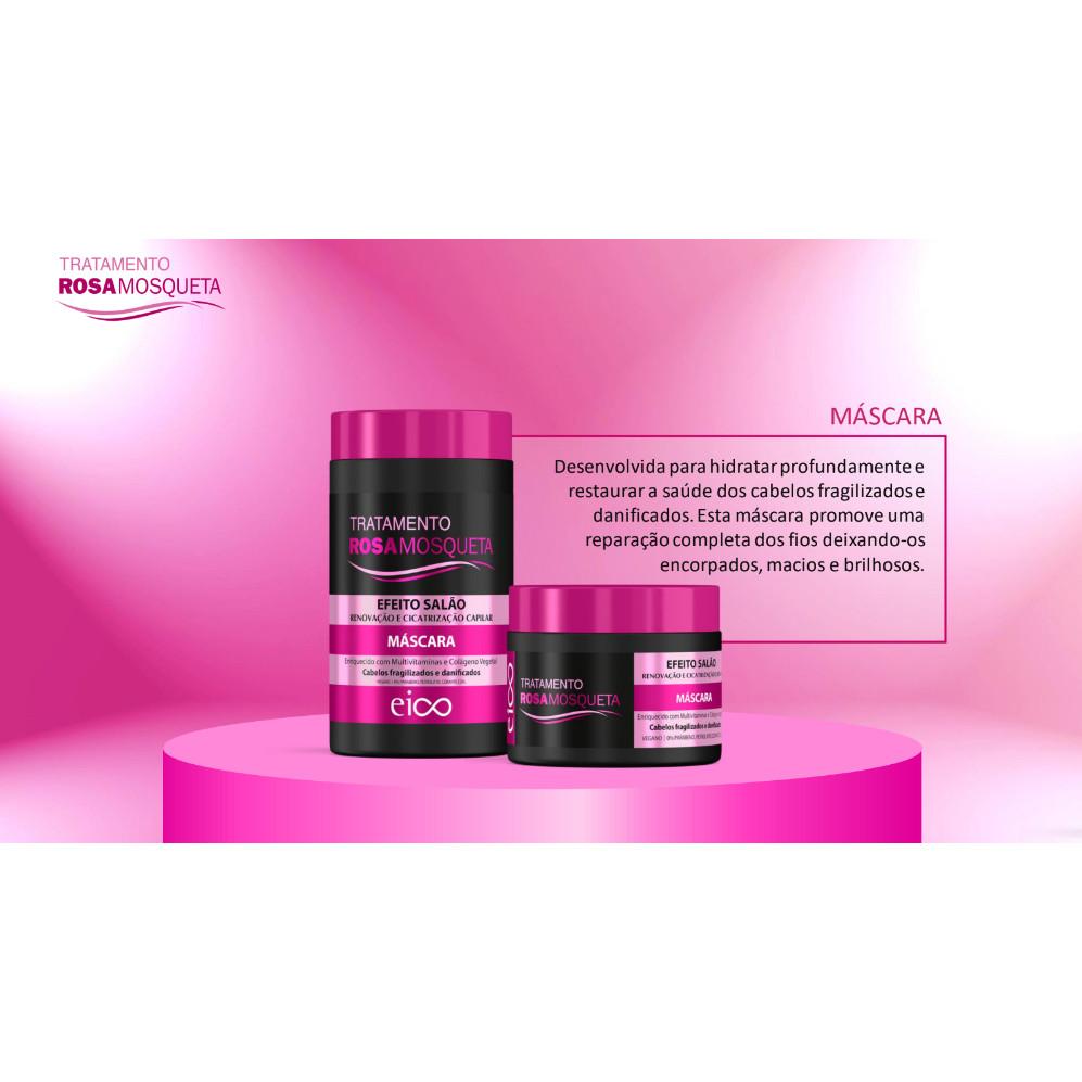 Eico Máscara Tratamento Creme Hidratação Rosa Mosqueta Danos Cicatrizados Cabelos Renovados 1kg