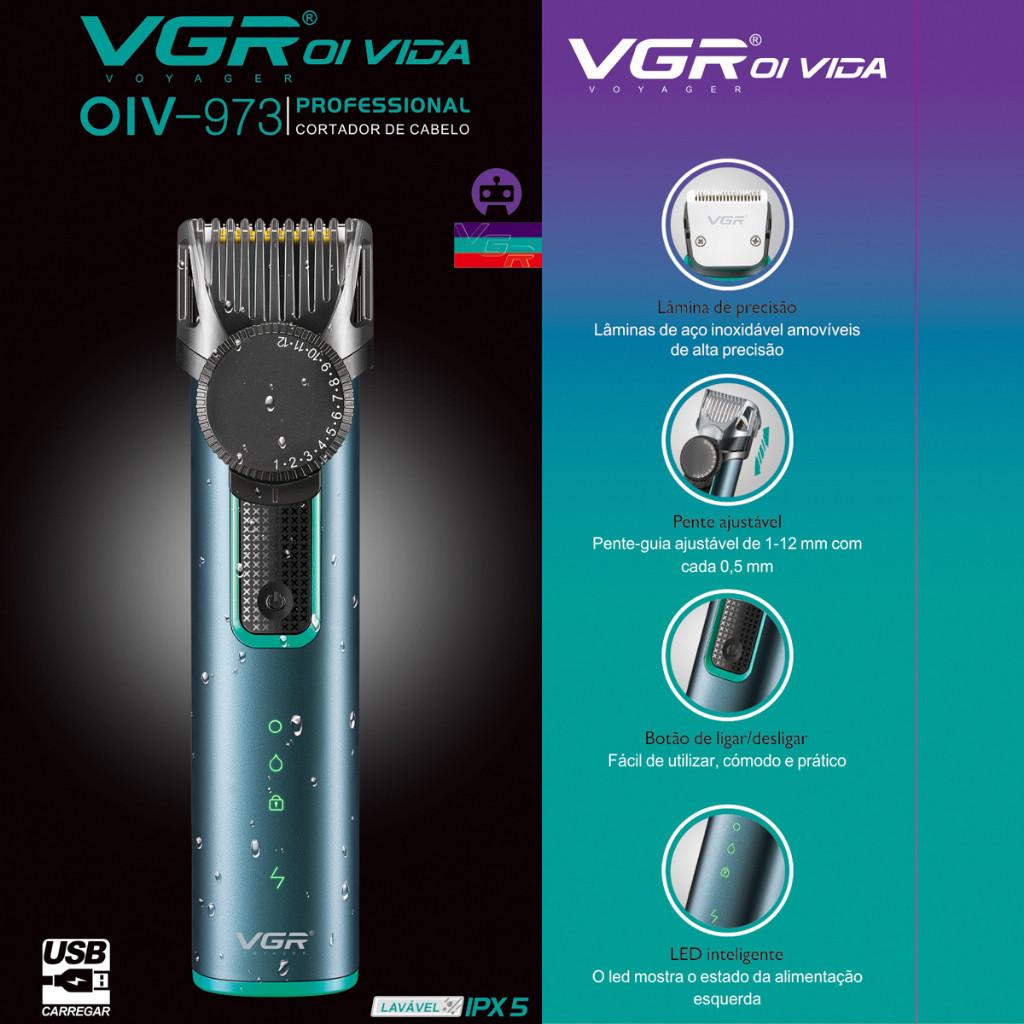Cortador De Cabelo Profissional Vgr Oiv-973 Pente Ajustável Resistente Água Sem Fio Cabelo Barba