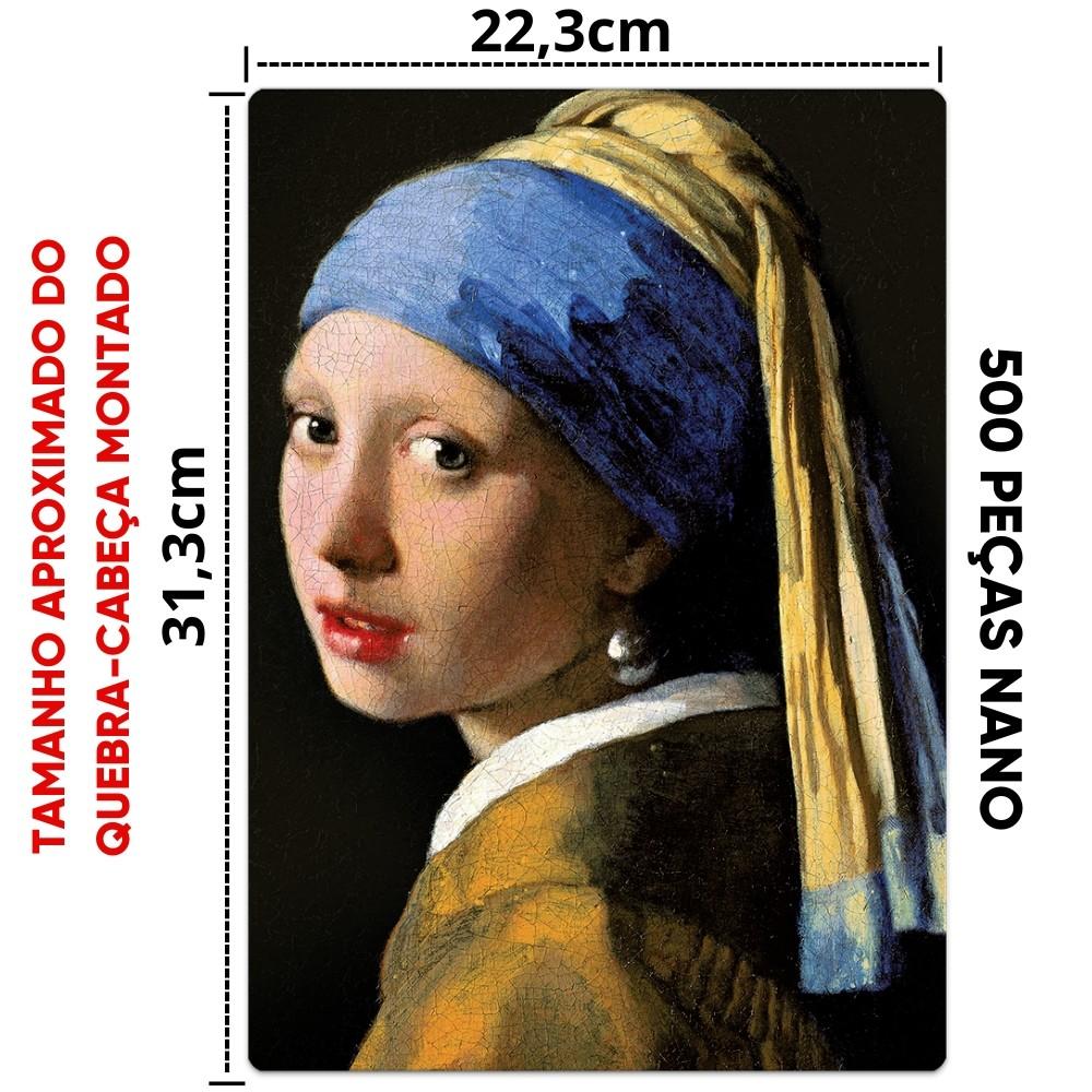 Quebra Cabeça Moça Com Brinco De Pérola Johannes Vermeer 500 Peças Nano Toyster Obra De Arte Puzzle