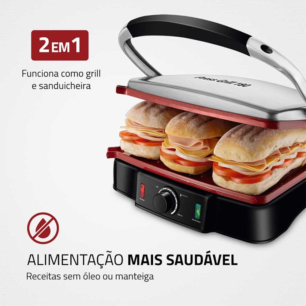Grill E Sanduicheira Premium Pg-02 Preto/inox 1800w S-07 Mondial