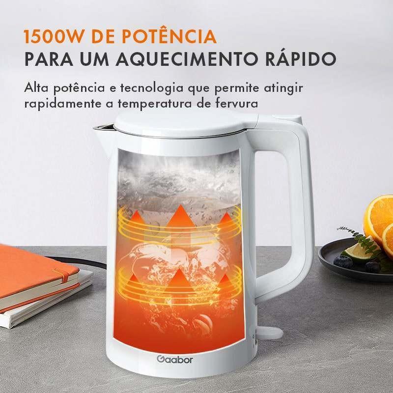 Gaabor Chaleira Branca Com Apito 1500w Anticorrosiva E Durável Controle Preciso De Temperatura Ek20m-wh01a -1