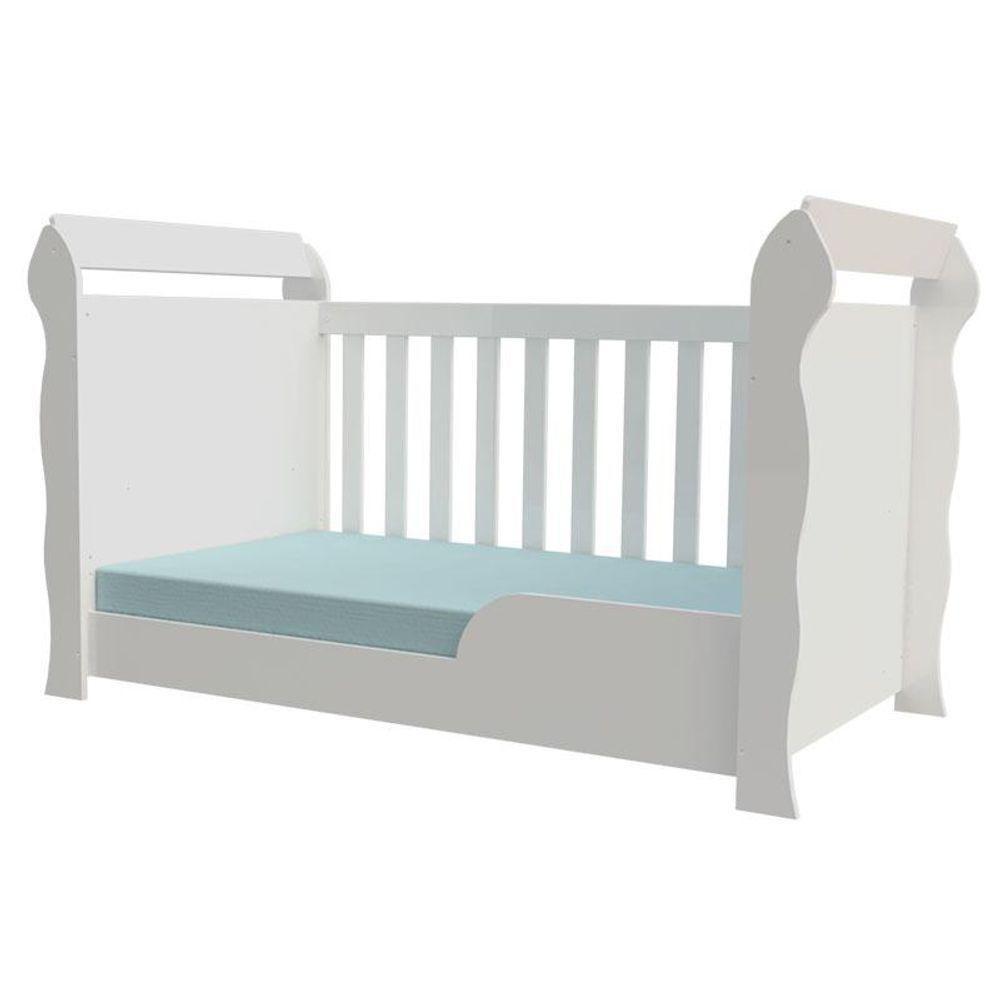 Berço Americano Lara E Guarda Roupa Ternura Baby 4 Portas Branco Brilho - Incorplac