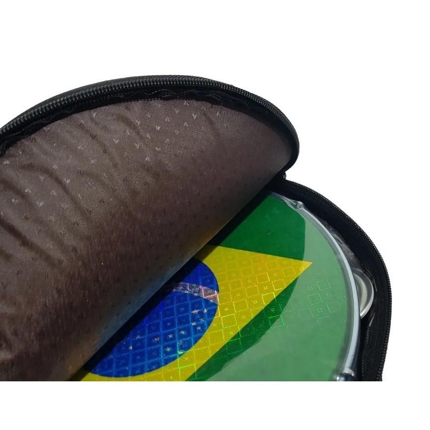 Capa Bag Bolsa Para Pandeiro Bordada Contemporânea Extra Luxo Preta
