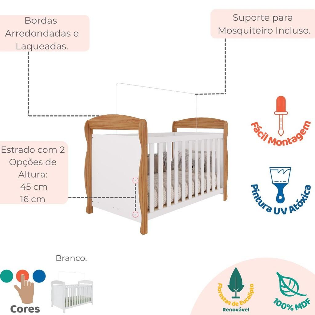 Quarto Bebê Completo Berço Americano Marquesa 3em1 Guarda Roupas 2 Portas Cômoda Bolinha 100 Mdf