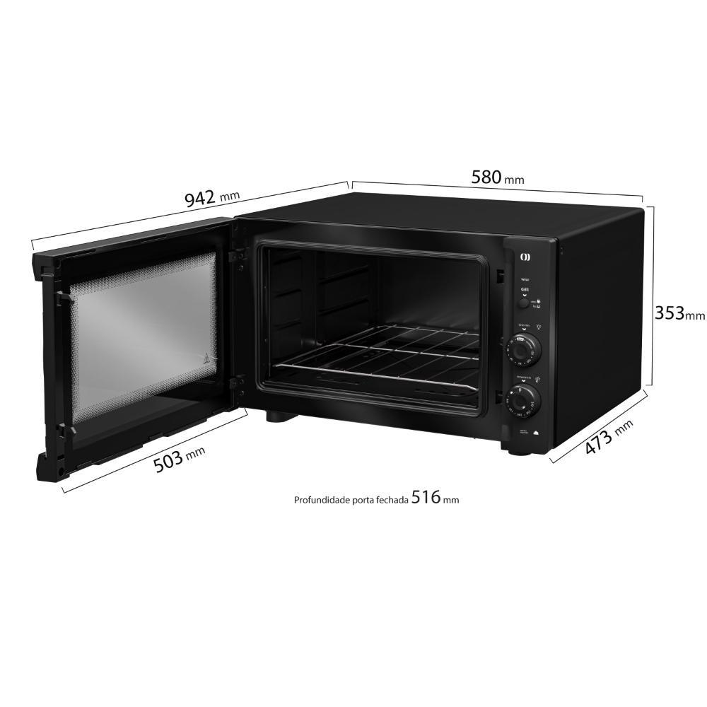 Forno Elétrico De Bancada Mueller 50L Com Grill Dourador 1800w Preto Fosco 127V - Mfb50f