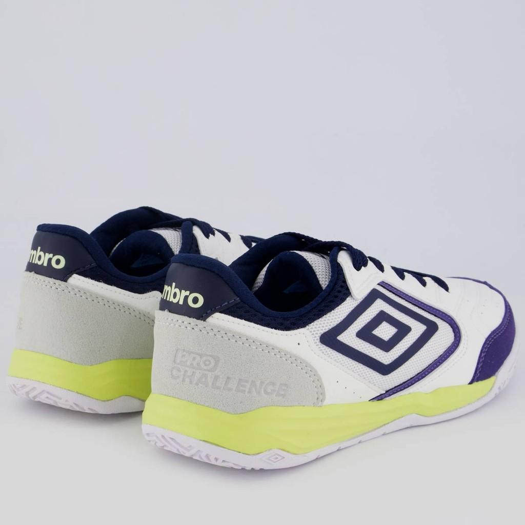 Chuteira Umbro PRO Challenge Uptake Futsal Branca E Roxa