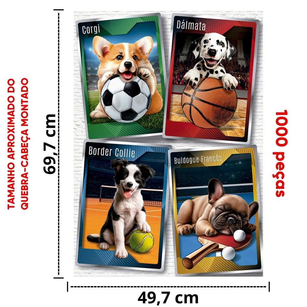Quebra Cabeça Cachorrinhos Esportistas 1000 Peças Grow Puzzle Cachorros Esporte Bolas Animal Quadros