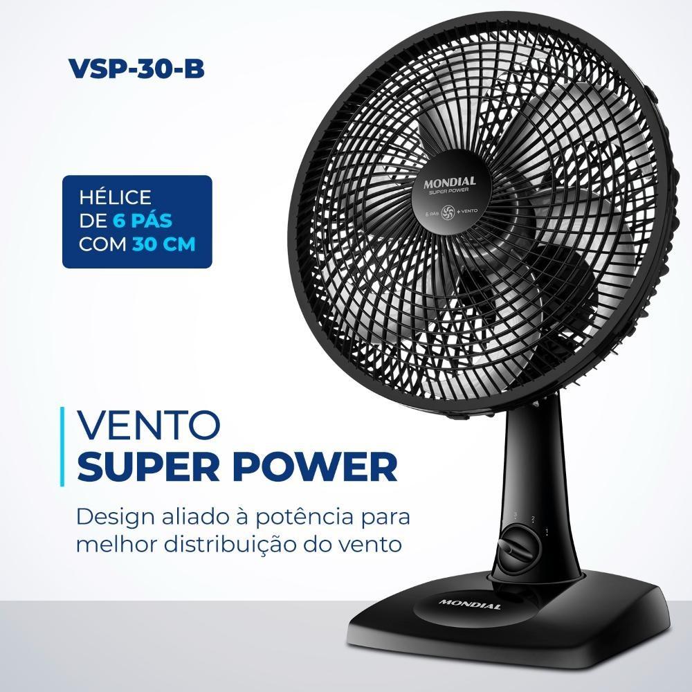 Ventilador De Mesa Mondial Vsp-30-b 6 Pás 30cm Preto 220v