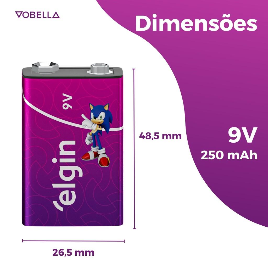 Kit 2 Baterias Recarregáveis 250mah 9v Sensor Lanterna Elgin