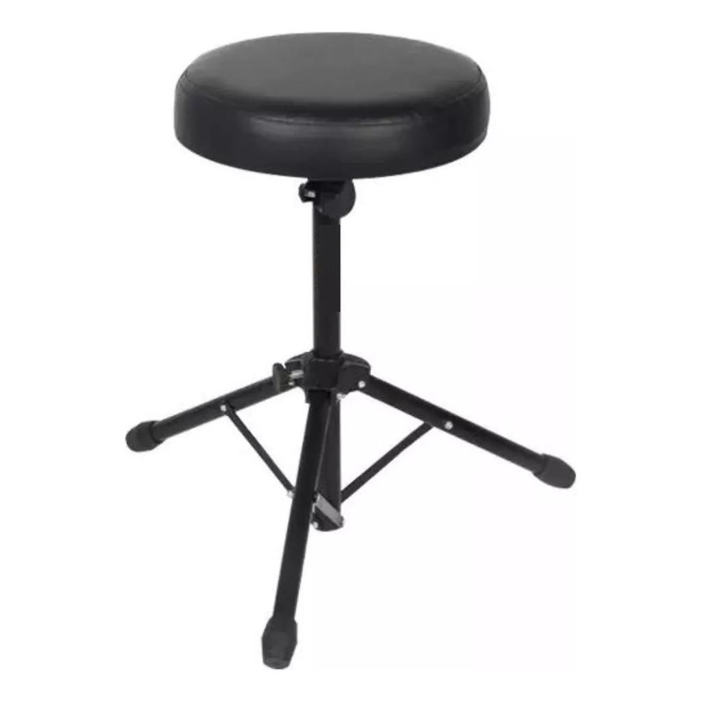 Banco Redondo P/Bateria Sd-077 Sound7 Assento De Couro Kit