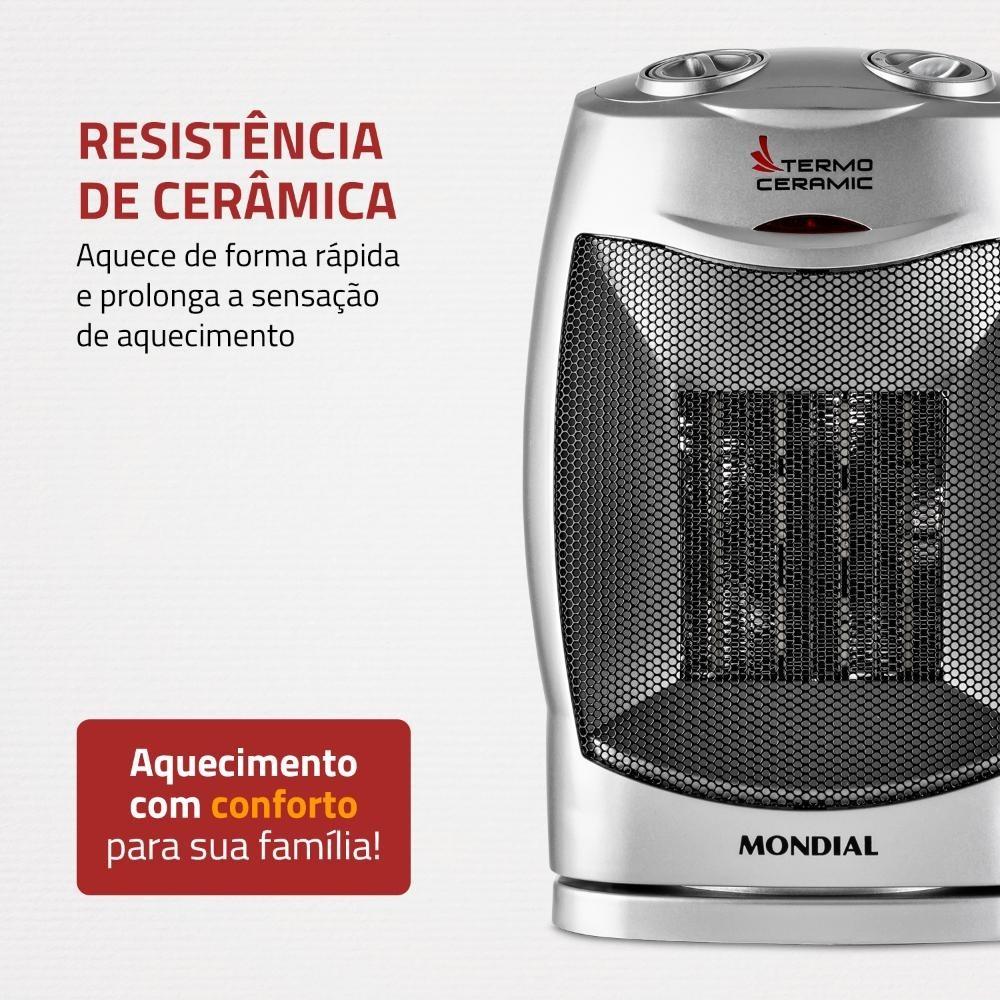 Aquecedor De Ambiente A Ar Mondial Termo Ceramic 220V A-05 1500w Prata