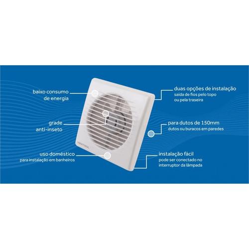 Exaustor De Banheiro Ventilador Ventisol 150mm 110v 220v Com Grade Anti Insetos Bivolt 15cm