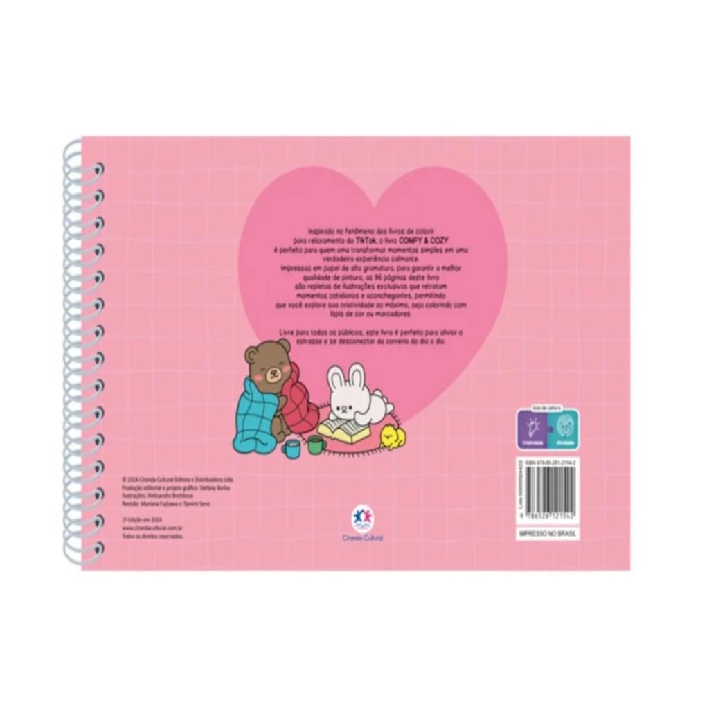 Comfy And Cozy Livro Para Colorir Capa Dura Espiral Pink