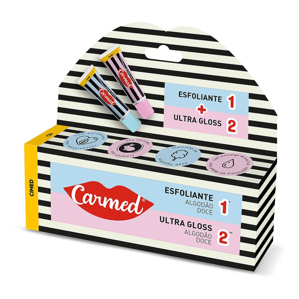 Kit 2 Carmed Sos Lábios Algodão Doce Esfoliante 10g/ultra Gloss 10g