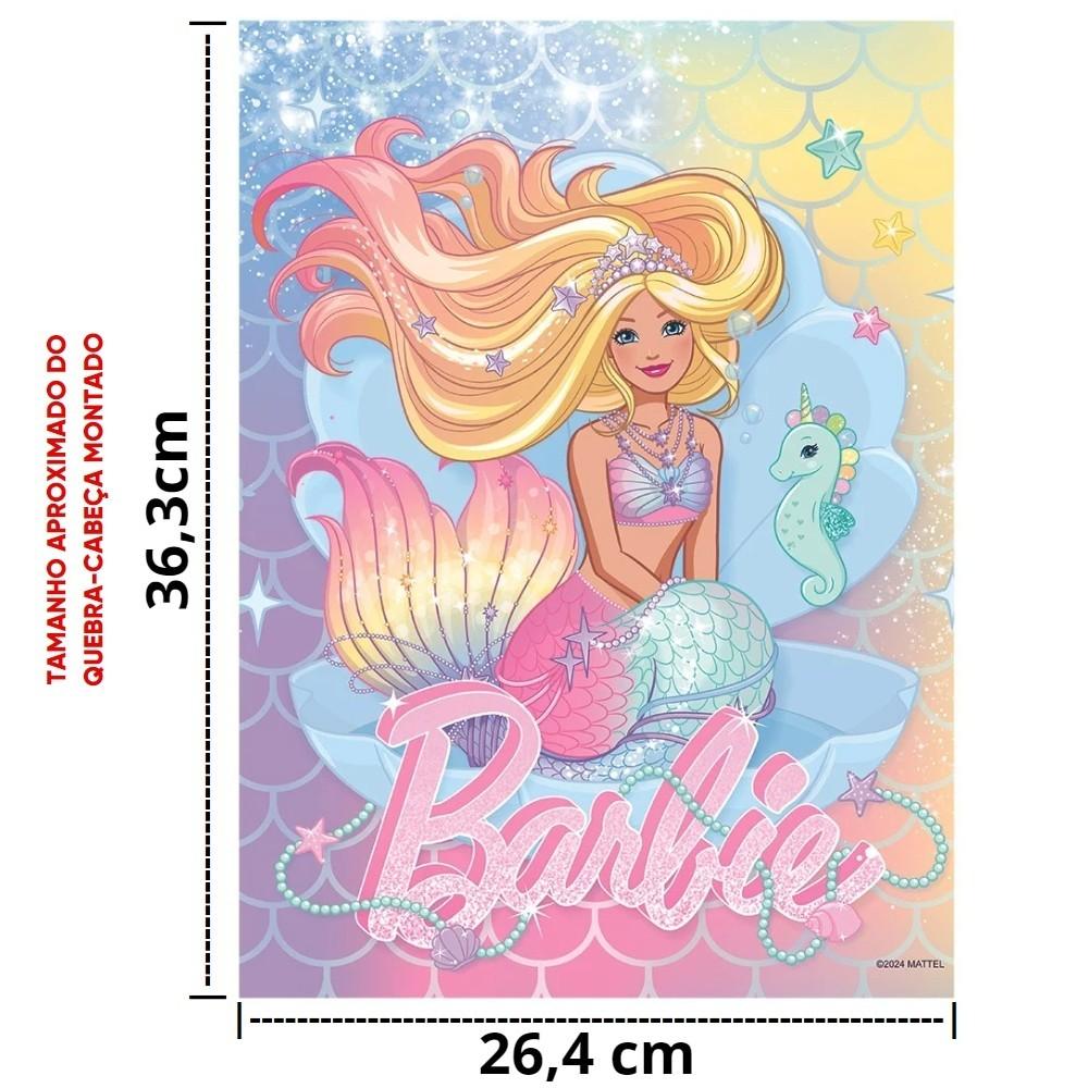 Quebra Cabeça Barbie Brilhante 100 Peças Grow Puzzle Mattel Desenho Infantil Jogos Meninas Princesas