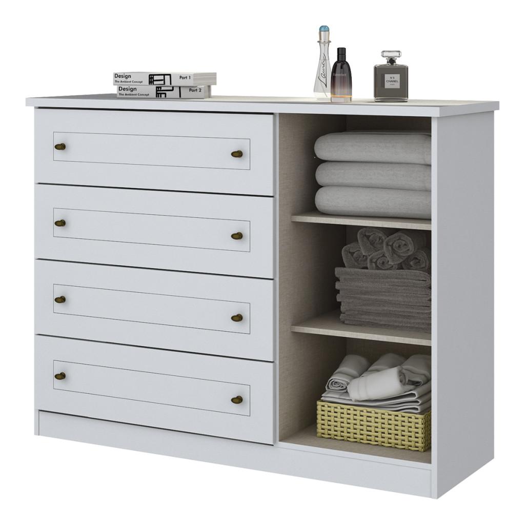 Cômoda De Bebê Americano 1 Porta 4 Gavetas Branco Hp - Henn
