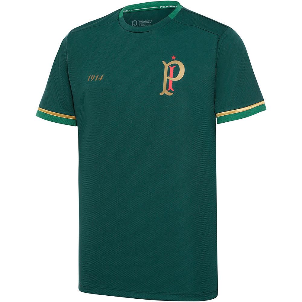 Camisa Palmeiras Retrô 1914 Cruz De Savóia Dry Verde E Dourado Masculina Oficial