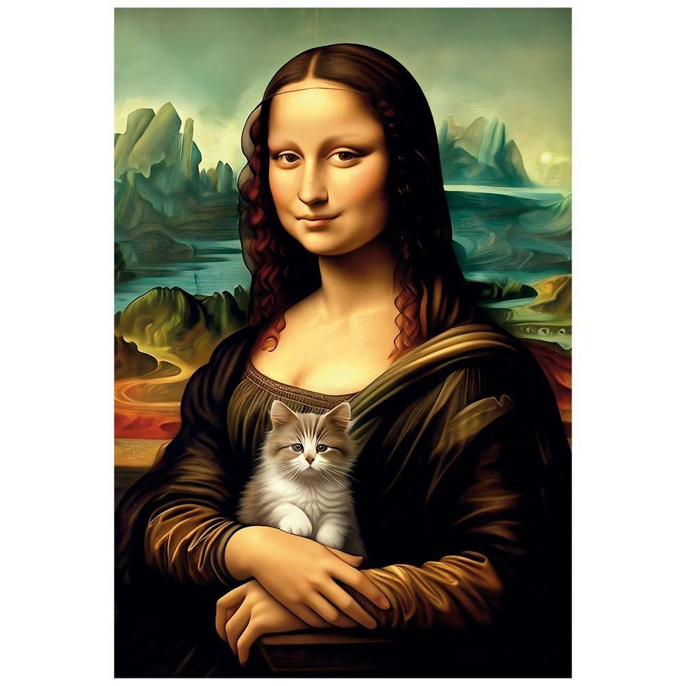 Mini Quebra-cabeça 1000 Peças Mona Lisa Com Gatinho