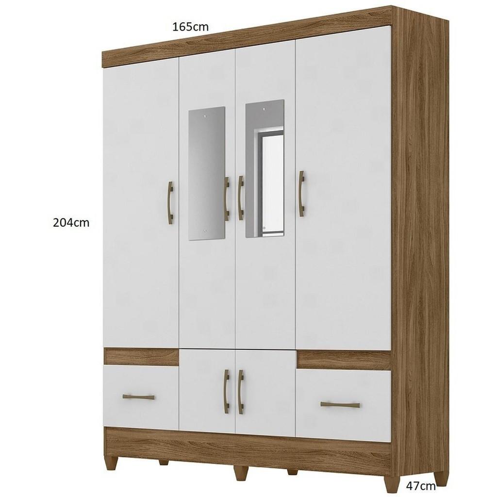Guarda-roupa Casal 6 Portas 2 Gavetas E Pés Ms912 Naturale/branco