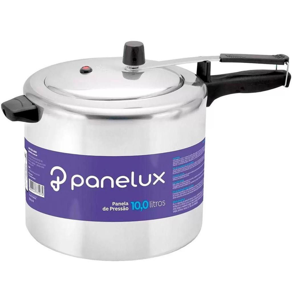 Panela De Pressão 10 Litros Classic Polida Alumínio Fechamento Interno Cabo Alça Baquelite Panelux