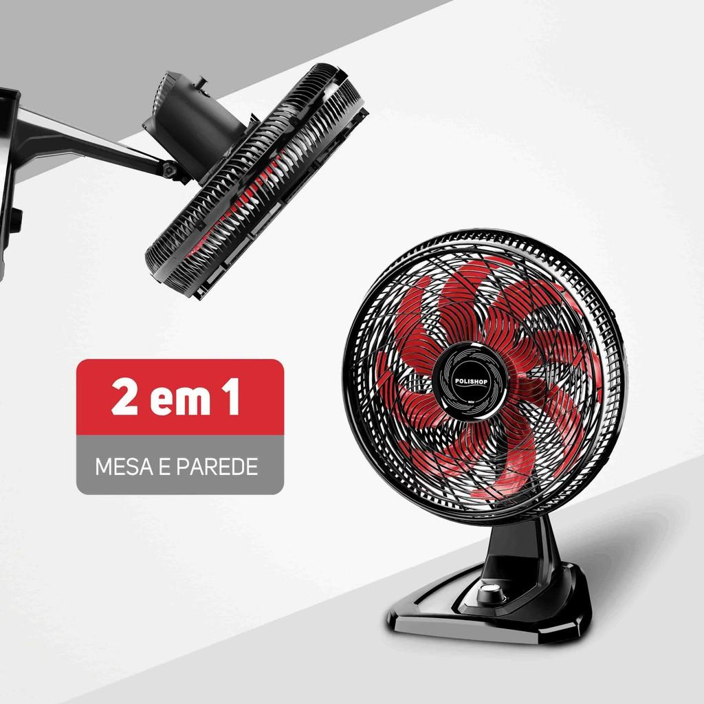 Ventilador De Mesa E Parede Silencioso Potente E Econômico 180W 8 Pás De 50cm Polishop
