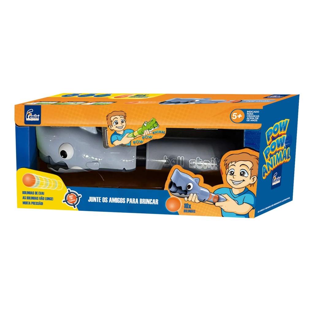Lançador De Bolinhas Infantil Pow Tubarão Com 10 Bolinhas Eva Fenix - Ppa-499t