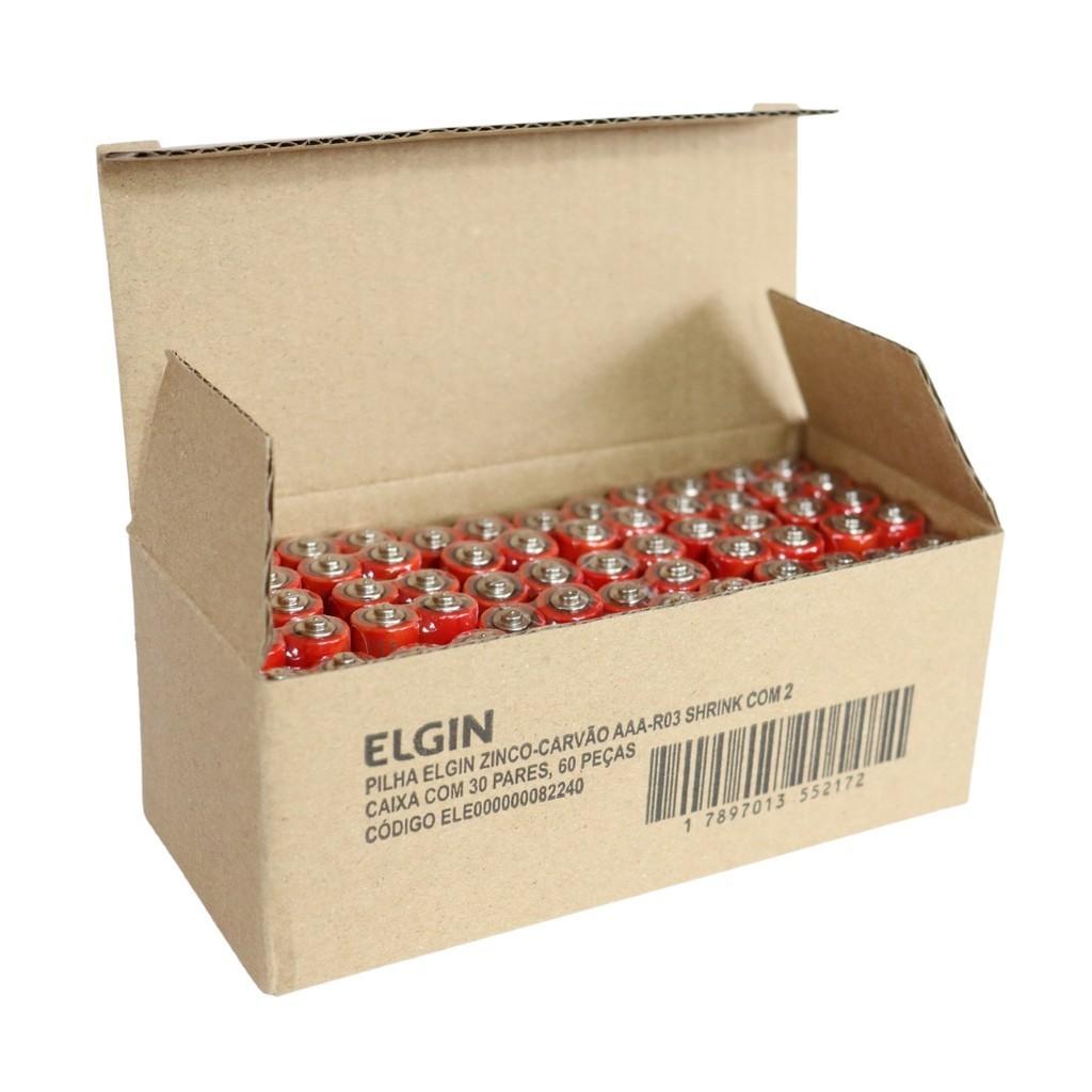 Kit 40 Pilhas Aa Pequena E 60 Pilhas Aaa Palito Zinco Elgin