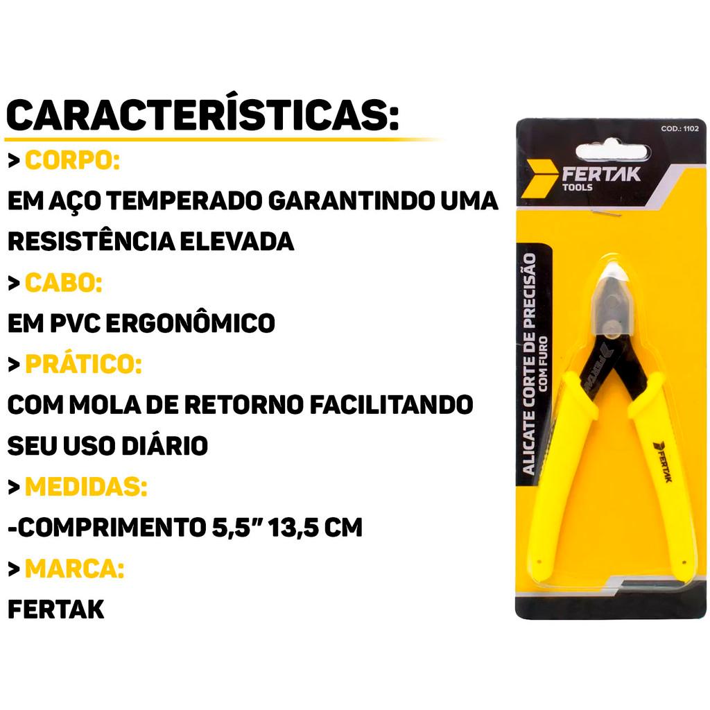 Alicate Corte De Precisão Para Desencapar Fios Com Mola Cabo Emborrachado 5 Polegadas