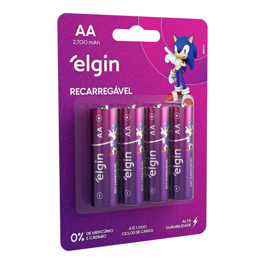 Kit 4 Pilha Aa Pequena E 4 Aaa Palito Recarregável Elgin
