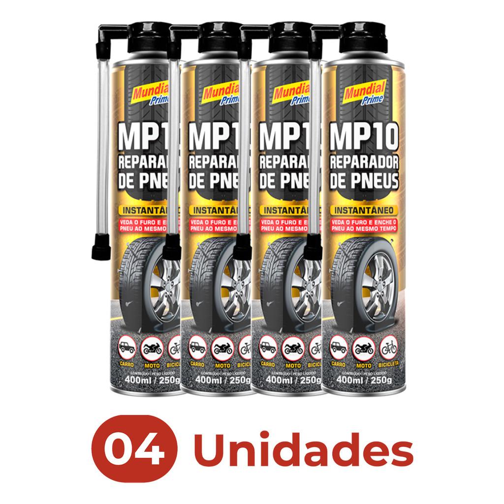 Kit Reparador Pneu Furado Spray 4x Veda Instantâneo Mundial Prime Moto Carro Triciclo Bicicleta