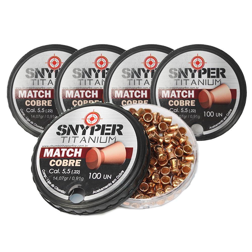Kit 5 Chumbinhos Titanium Match Cobre 5.5mm - Snyper