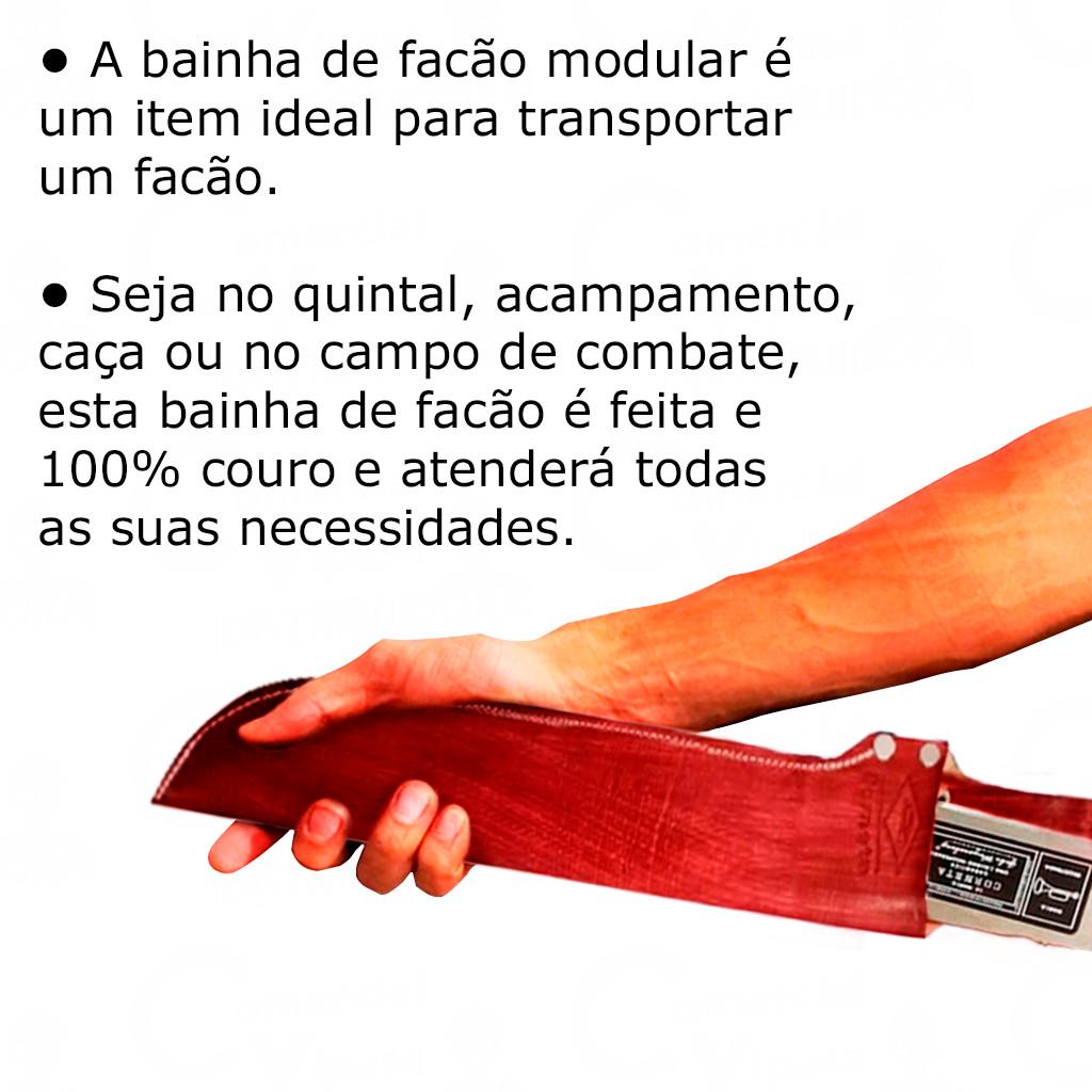 Bainha Para Facão Em Couro Legítimo Resistente Rústico 12pol. Profissional Camping Roça Fazenda