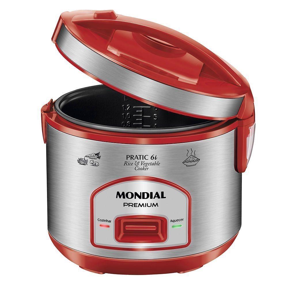 Panela Elétrica Mondial Pratic 6L Vermelho/inox 110V