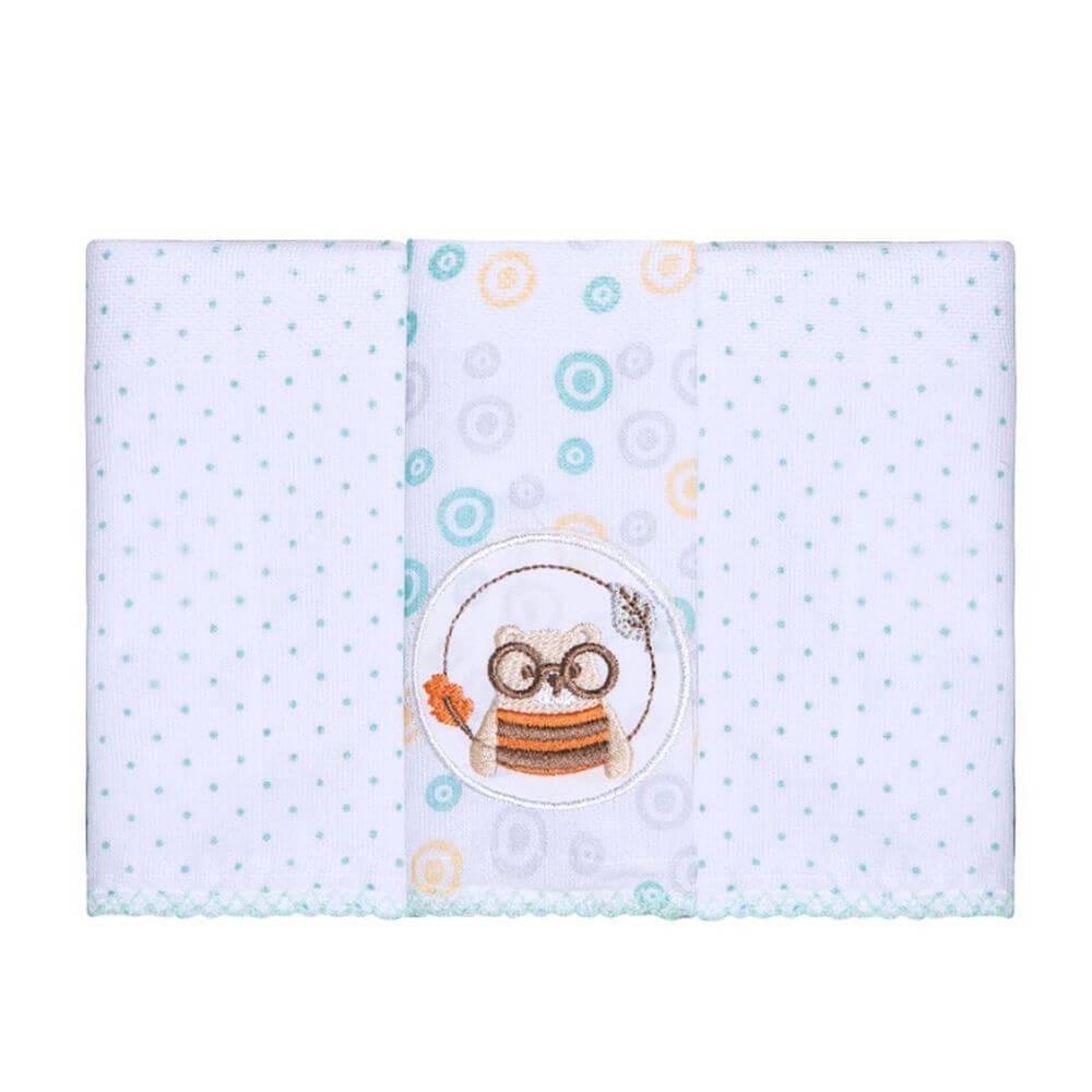 Kit Pano De Boca Estampado Papi Bordados Bosque - 03 Peças