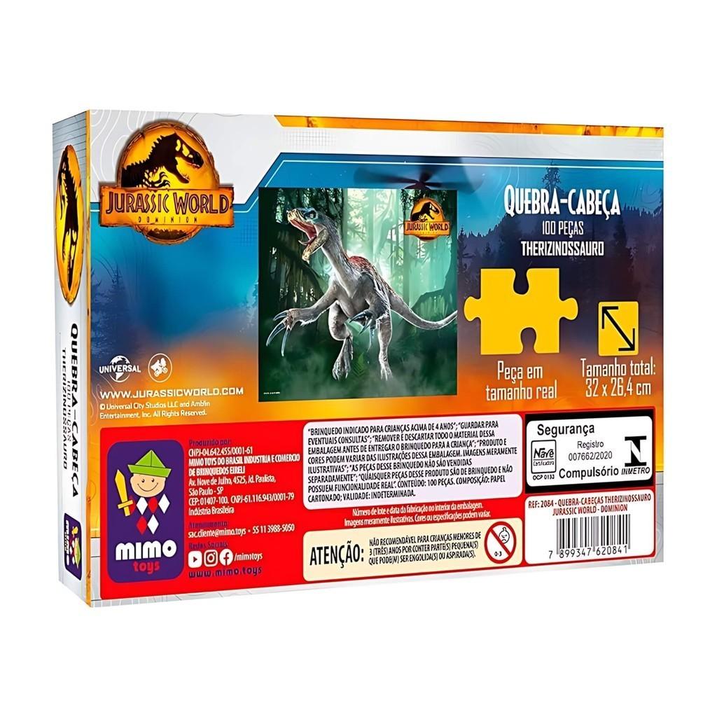 Quebra Cabeça Therizinosaurus Jurassic World 100 Peças Mimo Toys Brinquedo Jogo Infantil Presente