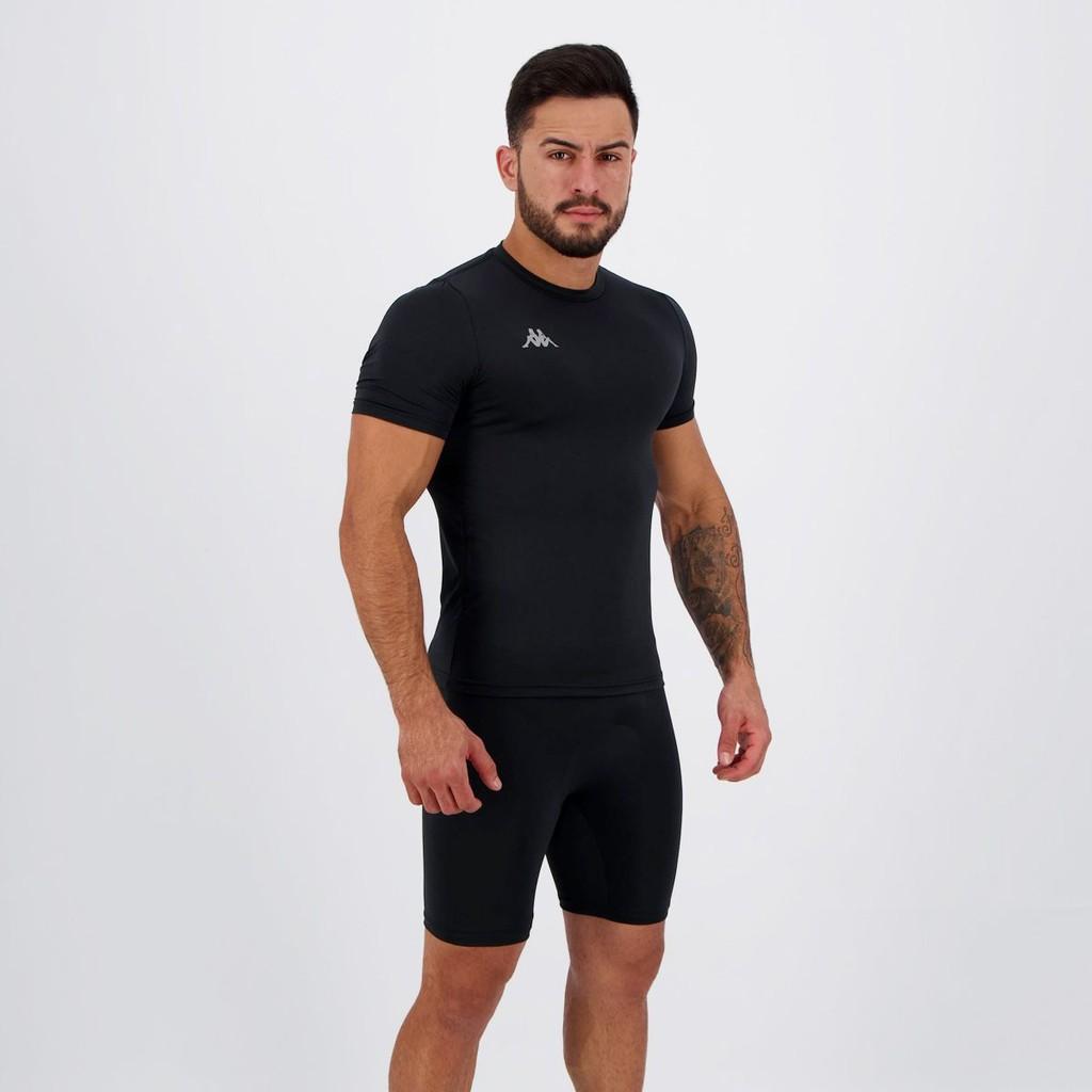 Conjunto Térmico Kappa Camisa E Bermuda Preta