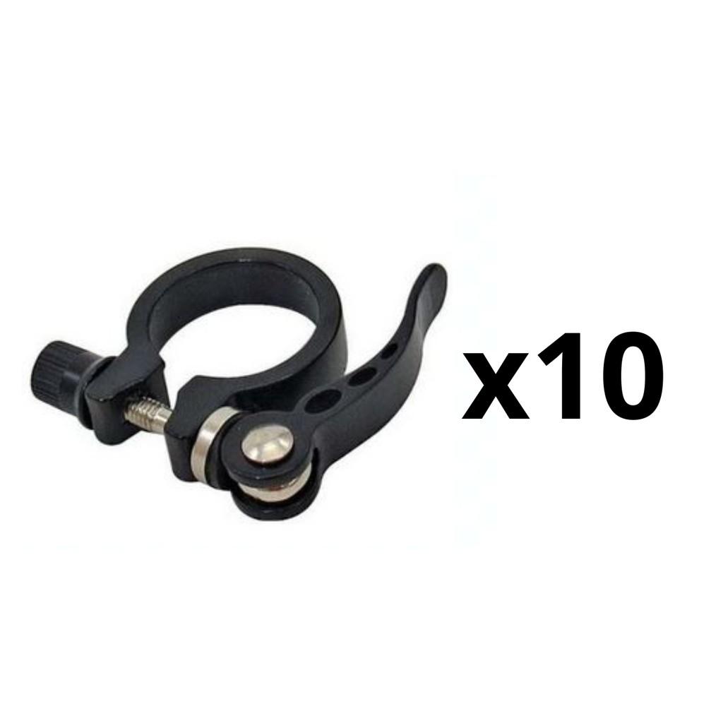 Kit Com 10 Abraçadeiras De Selim 31.8mm Com Blocagem Alumínio Preta