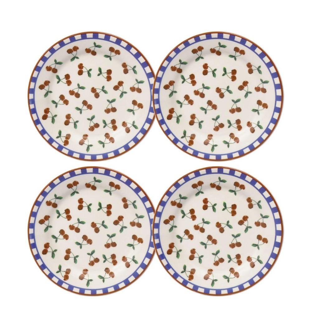 Jogo De 4 Pratos Sobremesa 18 Cm Donna Jardim De Cerejas