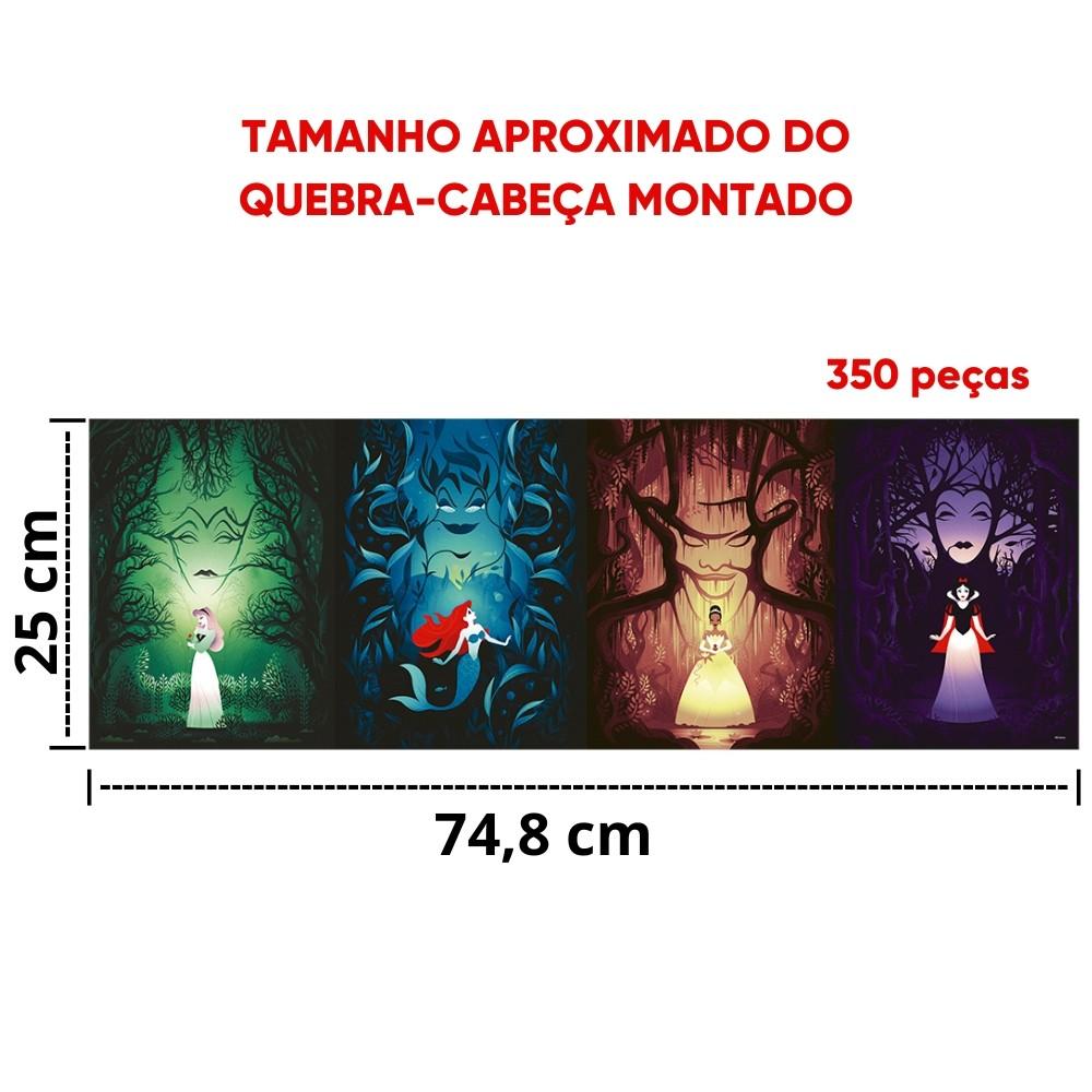 Quebra Cabeça Panorama Princesas Disney 350 Peças Grow Puzzle Princess Branca Neve Ariel Bela Vilã