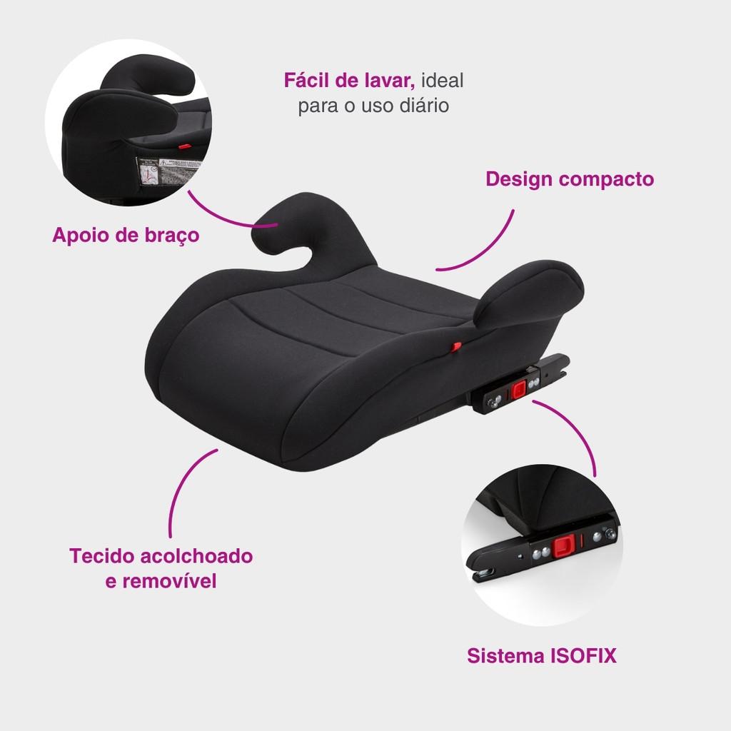 Assento Carro Infantil Isofix Fix Fit Preto Seguro Conforto Ajustavel Viagem Replay Kids