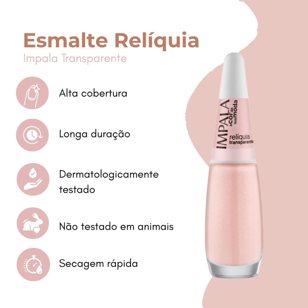 Kit 6 Esmalte Impala A Cor Da Moda Relíquia Transparente