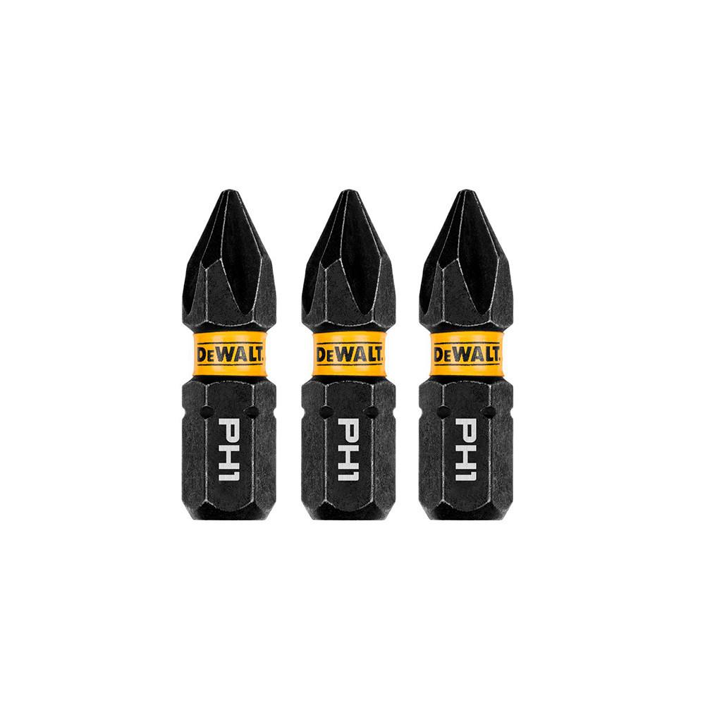Kit Com 3 Bits Phillips De Impacto PH1 X 25mm Flextorq Dewalt Dwaf1ph1ir3