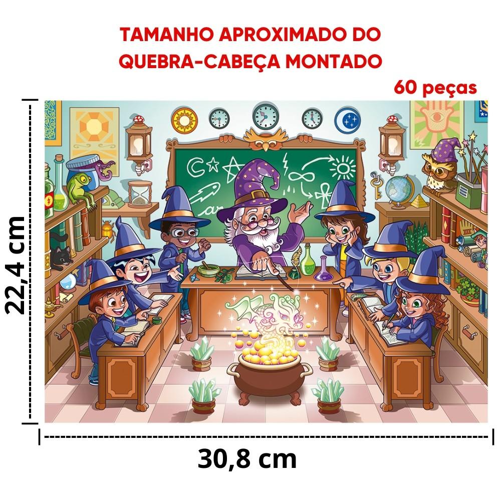 Quebra Cabeça Aula De Poções 60 Peças Grow Puzzle Magia Feitiços Dragão Mágica Bruxos Sala Professor